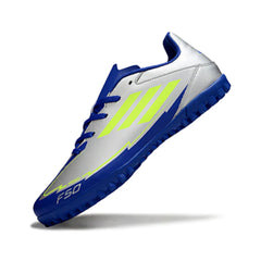 Chuteira Society TF Adidas F50 Club Cinza e Azul-Escura