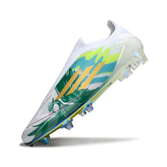 Chuteira Campo FG Adidas F50 Elite Sem Cadarço Branca e Verde