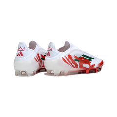 Chuteira Campo FG Adidas F50 Elite Sem Cadarço Branca e Vermelha