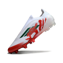 Chuteira Campo FG Adidas F50 Elite Sem Cadarço Branca e Vermelha
