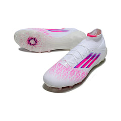 Chuteira Campo FG Adidas F50 Elite Cano Médio Branca e Rosa