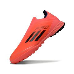 Chuteira Society TF Adidas F50 Elite Sem Cadarço Vermelha Infantil