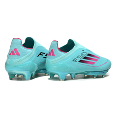 Chuteira Campo Adidas F50+ Elite Sem Cadarço FG Azul Claro