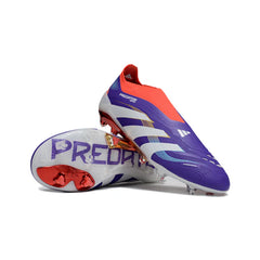 Chuteira Campo FG Adidas Predator 25 Elite Sem Cadarço Azul e Vermelha Infantil
