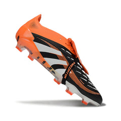 Chuteira Campo FG Adidas Predator 25 Elite Com Língua Preta e Laranja