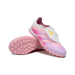 Chuteira Society TF Adidas Predator 25 Elite Com Língua Lamine Yamal Rosa Turf Infantil