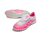 Chuteira Society TF Adidas Predator 25 Elite Com Língua Branca e Rosa