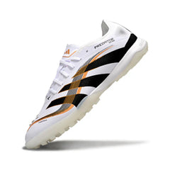 Chuteira Society TF Adidas Predator 25 Elite Branca, Preta e Dourada
