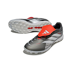 Chuteira Society TF Adidas Predator 26 Elite Com Língua Cinza, Branca e Laranja