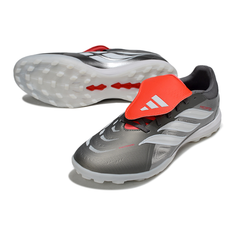 Chuteira Society Adidas Predator 26 Elite Com Lingua TF Cinza, Branca e Laranja