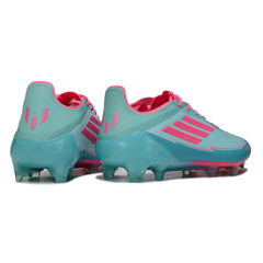 Chuteira Campo Adidas F50 Elite FG Azul Claro e Rosa Messi