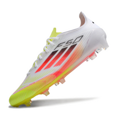 Chuteira Campo FG Adidas F50 Elite Branca, Laranja e Amarela