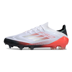 Chuteira Campo FG Adidas F50 Primeknit Elite Branca, Cinza e Laranja