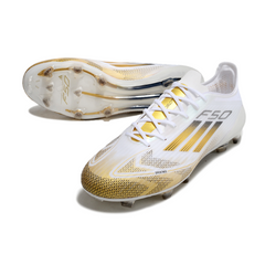 Chuteira Campo FG Adidas F50 Elite Branca e Dourada