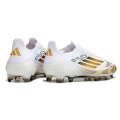 Chuteira Campo FG Adidas F50 Elite Branca e Dourada
