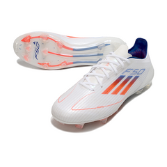 Chuteira Campo FG Adidas F50 Elite Branca, Laranja e Azul