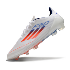 Chuteira Campo Adidas F50 Elite FG Branca, Laranja e Azul