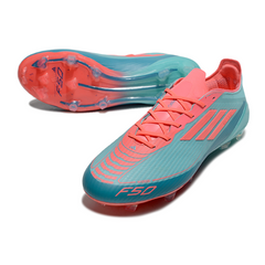 Chuteira Campo FG Adidas F50 Elite Azul-Clara e Salmão