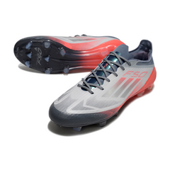 Chuteira Campo FG Adidas F50 Elite Branca, Cinza e Laranja