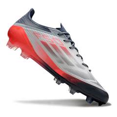 Chuteira Campo FG Adidas F50 Elite Branca, Cinza e Laranja
