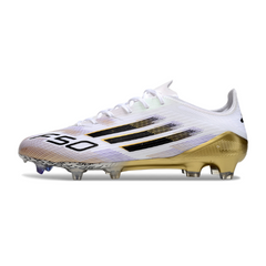 Chuteira Campo FG Adidas F50 Elite Branca e Dourada