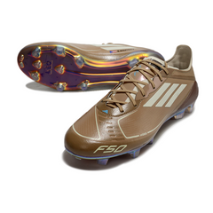 Chuteira Campo Adidas F50 Elite FG Messi, Marrom e Azul Claro