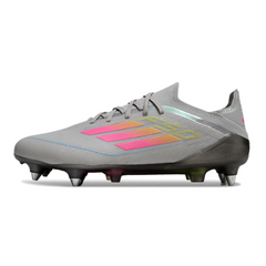 Chuteira Campo Adidas F50 Primeknit Elite SG Trava Mista Cinza, Amarelo e Rosa