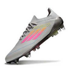 Chuteira Campo Molhado SG Adidas F50 Primeknit Elite Cinza, Amarela e Rosa