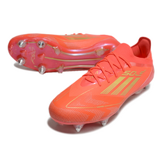 Chuteira Campo Adidas F50 Primeknit Elite SG Trava Mista Vermelha e Amarela