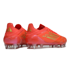 Chuteira Campo Adidas F50 Primeknit Elite SG Trava Mista Vermelha e Amarela