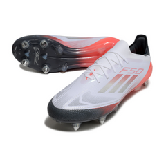 Chuteira Campo Molhado SG Adidas F50 Primeknit Elite Branca, Cinza e Laranja