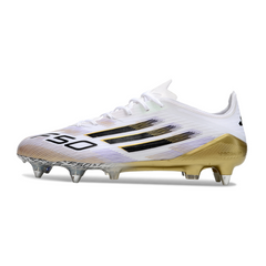 Chuteira Campo Adidas F50 Elite SG Trava Mista Branca e Dourada