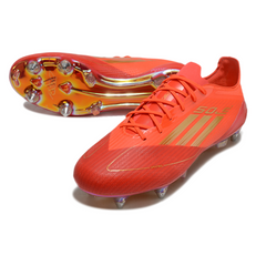 Chuteira Campo Adidas F50 Elite SG Trava Mista Vermelha e Amarela