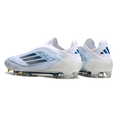 Chuteira Campo Adidas F50 Elite Sem Cadarço FG Branca e Azul