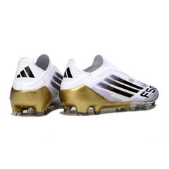 Chuteira Campo Adidas F50 Elite Sem Cadarço FG Branca e Dourada