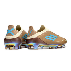 Chuteira Campo FG Adidas F50 Elite Sem Cadarço Marrom e Azul-Clara