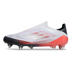 Chuteira Campo Adidas F50 Elite Sem Cadarço SG Trava Mista Branco ,Cinza e Laranja