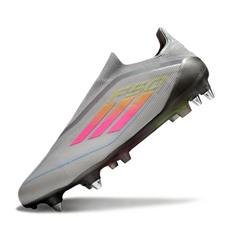 Chuteira Campo Molhado SG Adidas F50 Elite Sem Cadarço Cinza, Rosa e Amarela