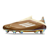 Adidas F50 Elite Laceless SG Mixed Lock Messi Field Boots Brown and Light Blue
