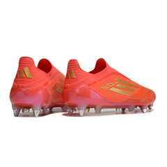 Chuteira Campo Adidas F50 Elite Sem Cadarço SG Trava Mista Vermelho e Amarelo