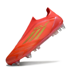 Chuteira Campo Adidas F50 Elite Sem Cadarço SG Trava Mista Vermelho e Amarelo