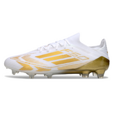 Botas de fútbol Adidas F50 Primeknit Elite FG blancas y doradas