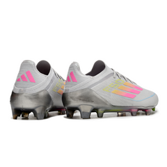 Chuteira Campo FG Adidas F50 Primeknit Elite Cinza, Rosa e Amarela