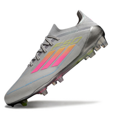 Chuteira Campo FG Adidas F50 Primeknit Elite Cinza, Rosa e Amarela