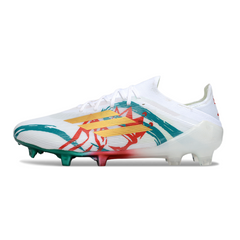 Chuteira Campo Adidas F50 Primeknit Elite FG Branca, Vermelha e Verde
