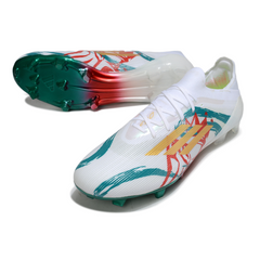 Chuteira Campo Adidas F50 Primeknit Elite FG Branca, Vermelha e Verde