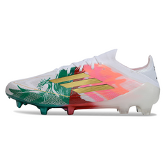 Chuteira Campo Adidas F50 Primeknit Elite FG Branca, Verde e Vermelha