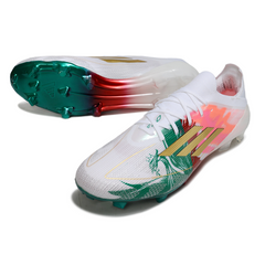 Chuteira Campo Adidas F50 Primeknit Elite FG Branca, Verde e Vermelha