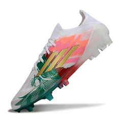 Chuteira Campo Adidas F50 Primeknit Elite FG Branca, Verde e Vermelha