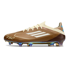 Chuteira Campo FG Adidas F50 Primeknit Elite Marrom e Azul-Clara